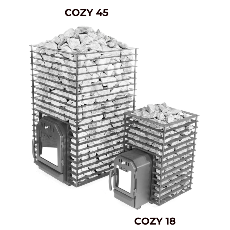 COZY 45 Quattro, товщина металу 8-10 мм, дров'яна піч для лазні та сауни до 45 м. куб